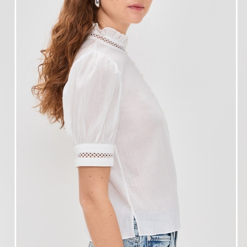 NWT Frame The Ruffle Collar Top - Picture 3 of 7